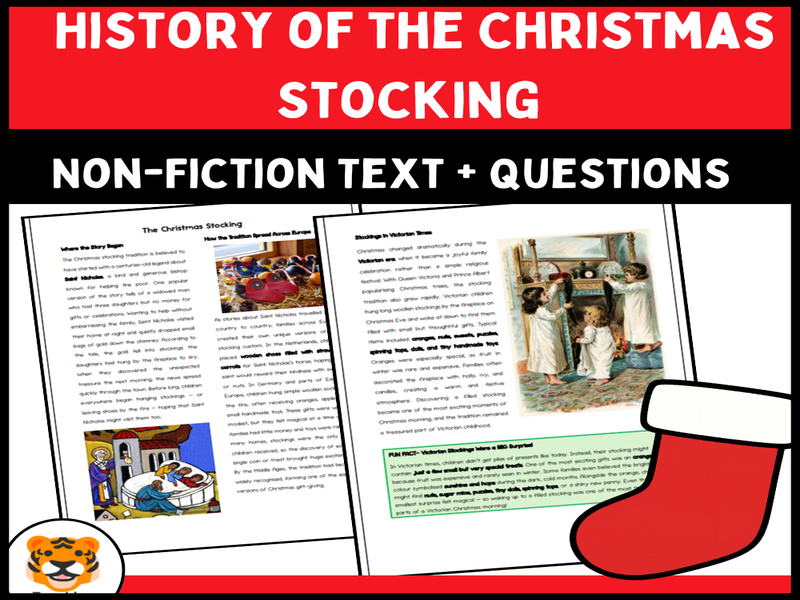 Christmas Stocking Reading Comprehension | KS2 English & History | Non-Fiction Text, Questions & Ans
