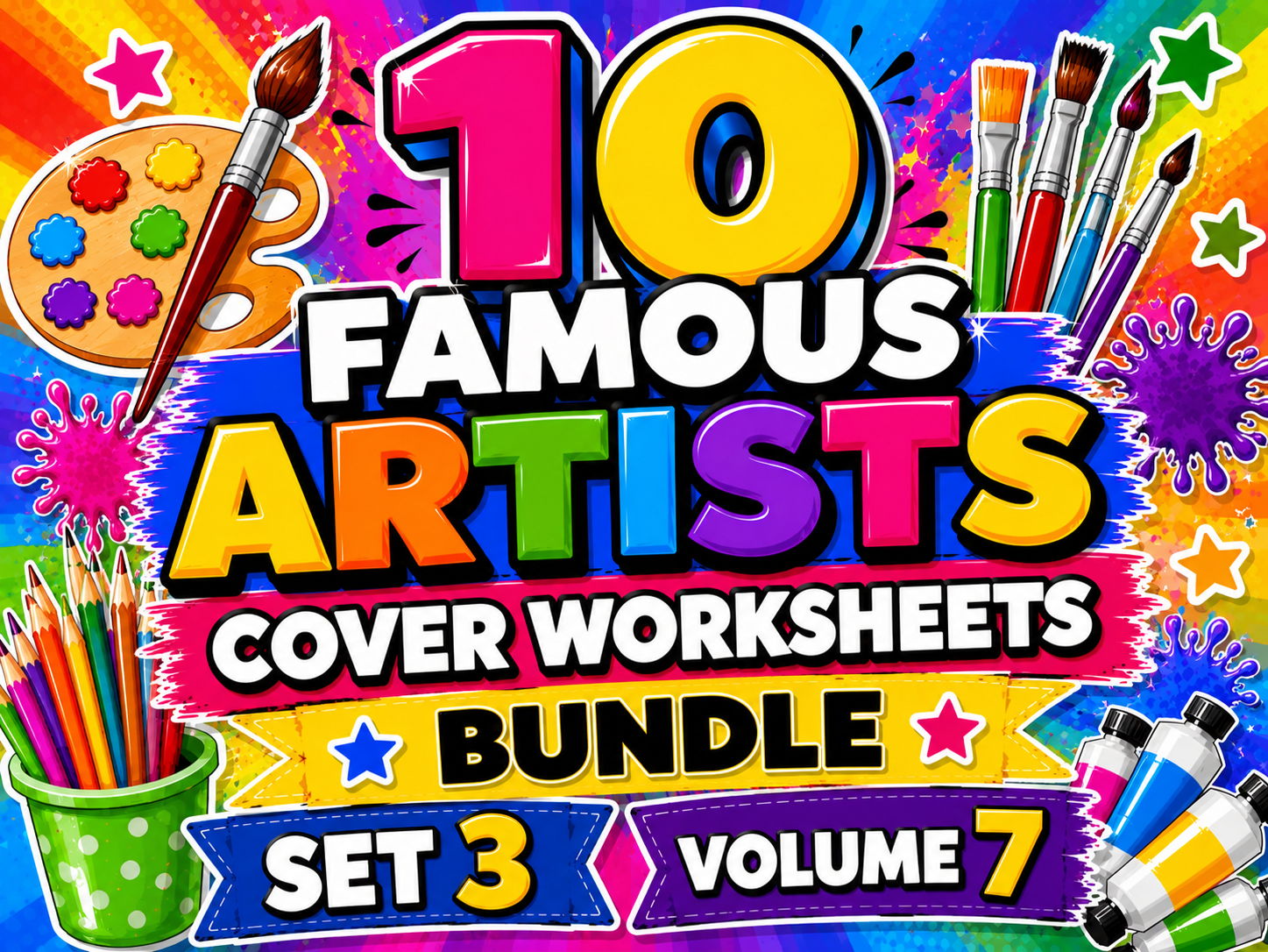 10 Famous Artists Cover Worksheets Bundle Set 3 Volume 7 | KS3 Art Cover Lessons