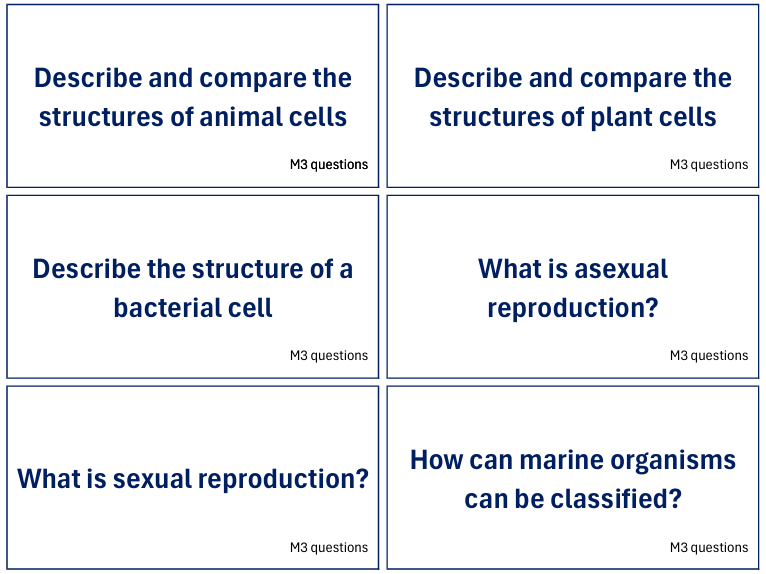 Cambridge iGCSE Marine Science Flashcards M3 Questions (Marine Organisms)