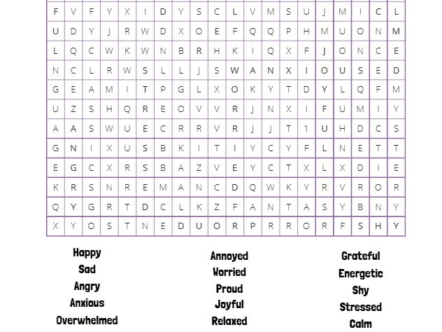 My Emotions Wordsearch