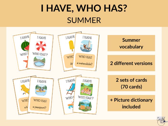 Summer 'I have, who has?' - printable PDF