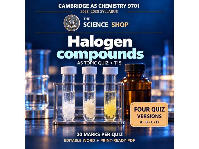 Halogen compounds | Cambridge AS Chemistry 9701 | 4 Revision Quizzes