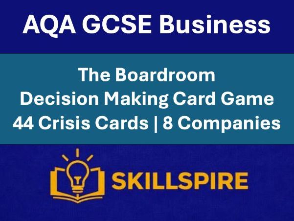 AQA GCSE Business | The Boardroom | Analysis & Evaluation Through Decision-Making | 44 Crisis Cards