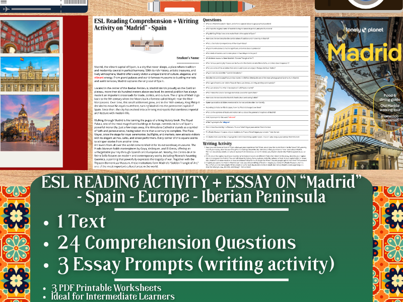 ESL Reading Comprehension + Writing Activity - Madrid - Spain - Europe