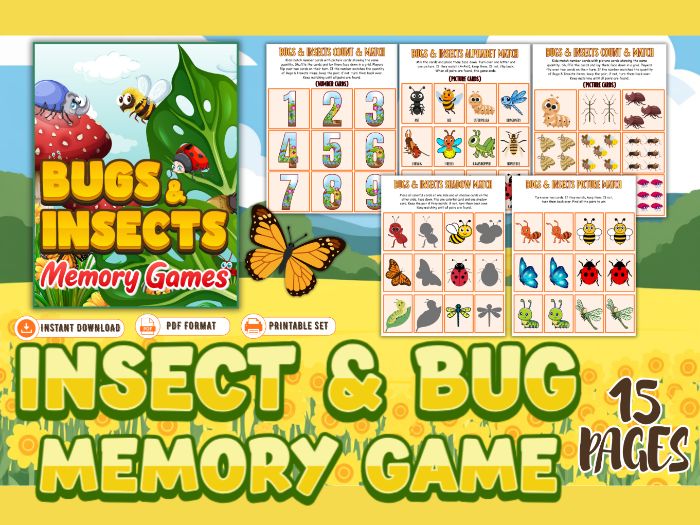 Bugs & Insects Memory Games | Scissor Skills Activity | Fine Motor Cutting Practice for Kids