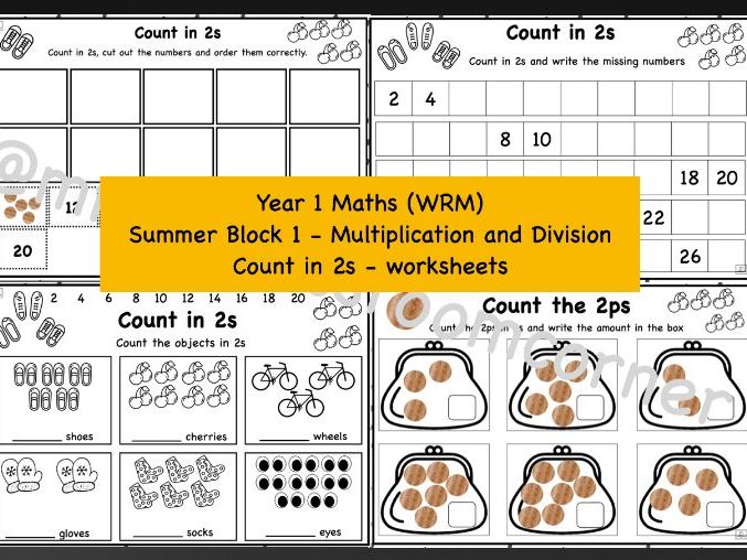 Count in 2s worksheets - Year 1 WRM Summer Blk 1 - Multiplication and Division Step 1