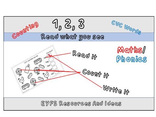 One, Two, Three, Read What You See! – EYFS Maths & Phonics Activity