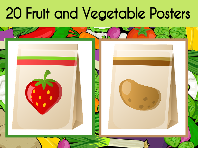 20 Fruit And Vegetable Posters Teaching Resources