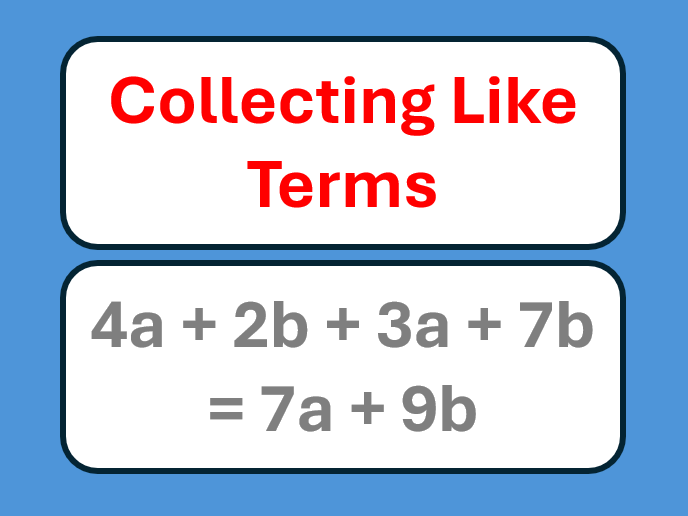Collecting Like Terms Worksheet - No Powers
