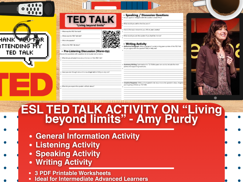 ESL TED Talk Activity Worksheets - Living beyond limits - Amy Purdy