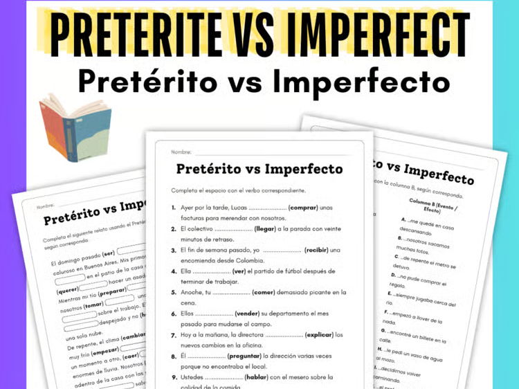 Spanish Preterite vs Imperfect Worksheet | Pretérito vs Imperfecto Activities