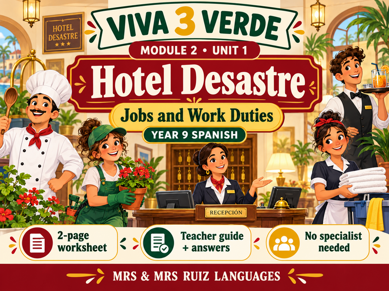 Year 9 Spanish Cover Lesson | Viva 3 Verde Module 2 Unit 1 | Hotel Desastre