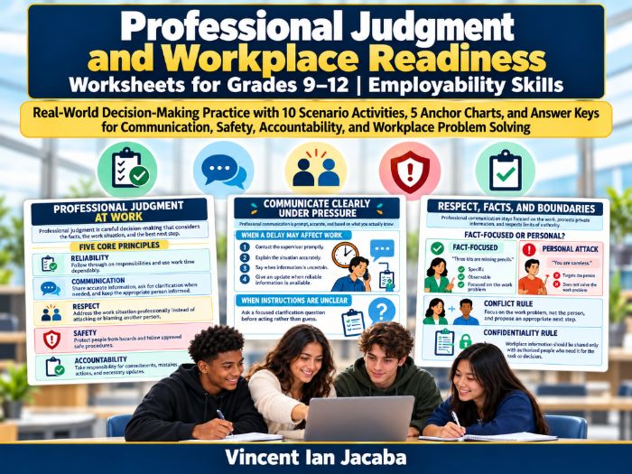 Professional Judgment and Workplace Readiness Worksheets Grades 9–12 | Employability Skills
