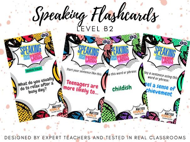 ESL B2 Upper-Intermediate Speaking Flashcards Bundle - 208 Conversation & Grammar Cards for Tee