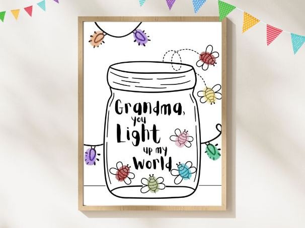 Grandparents Day Grandma Fingerprint Firefly Craft | Printable Keepsake