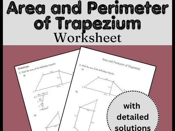 Area and Perimeter of Trapezium Worksheet (with solutions)