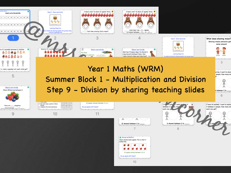 Division by sharing teaching slides - Year 1 WRM Summer Blk 1 - Multiplication and Div Step 9