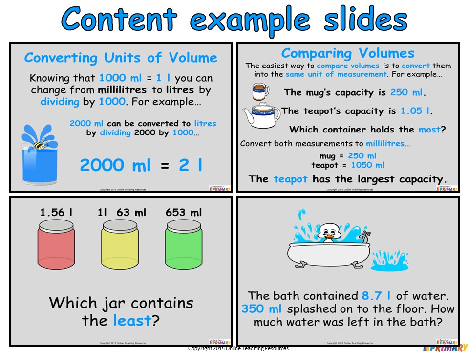 Converting And Comparing Units Of Volume Year 4 PowerPoint And