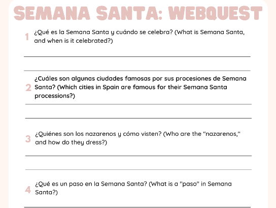 Easter in Spain Webquest