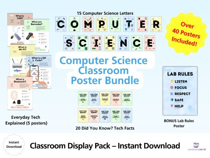 Computer Science Classroom Poster Bundle – 40+ STEM Display Pack