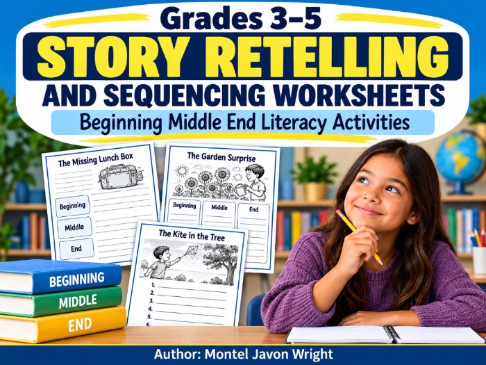 Story Retelling & Sequencing Worksheets Grades 3–5 | Beginning Middle End Activities