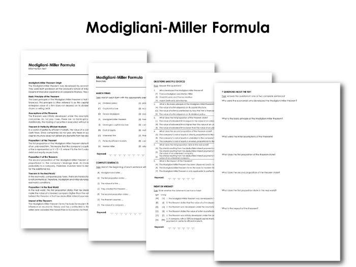 Miller Formula Modigliani-Miller Formula | Teaching Resources
