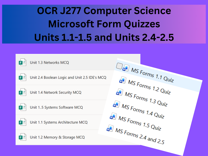 J277 Computer Science Microsoft Form Quizzes