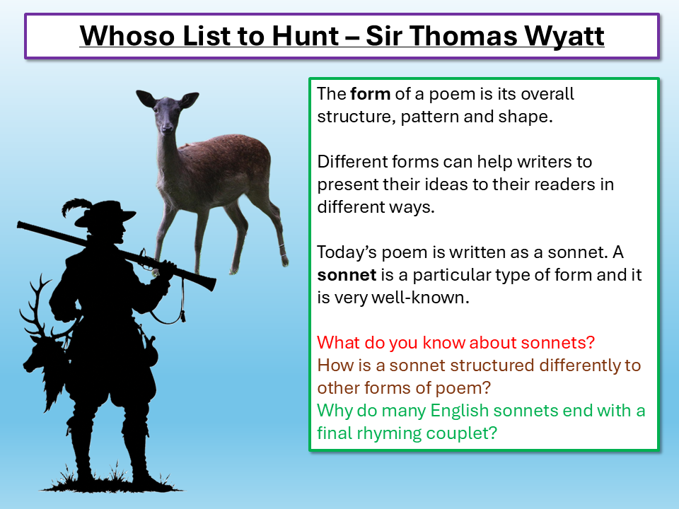 Whoso List to Hunt Thomas Wyatt A Level