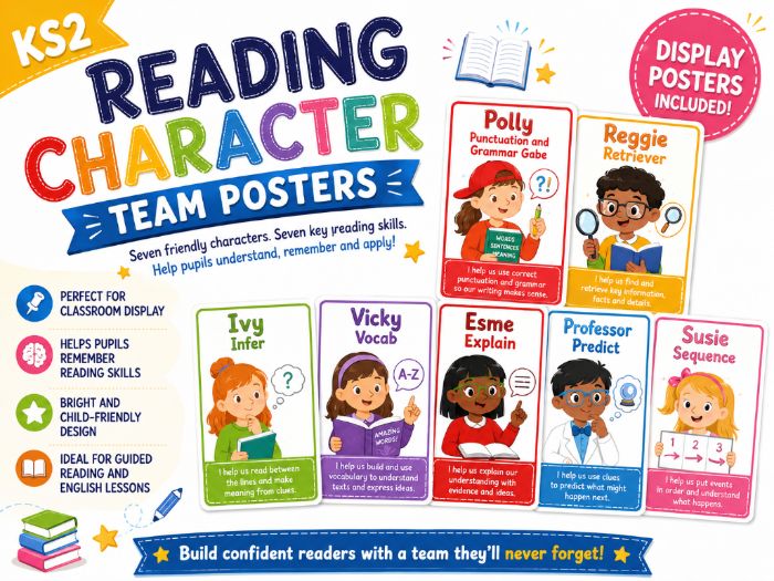 Reading Character Posters (Non-Cursive Writing Edition)