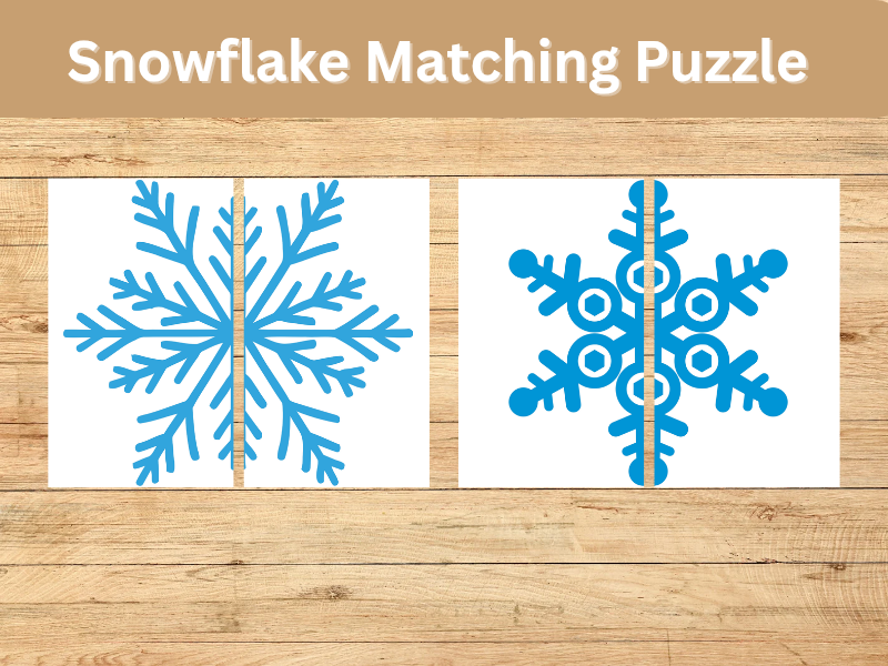 Snowflake Matching Puzzle | Winter Visual Matching Activity