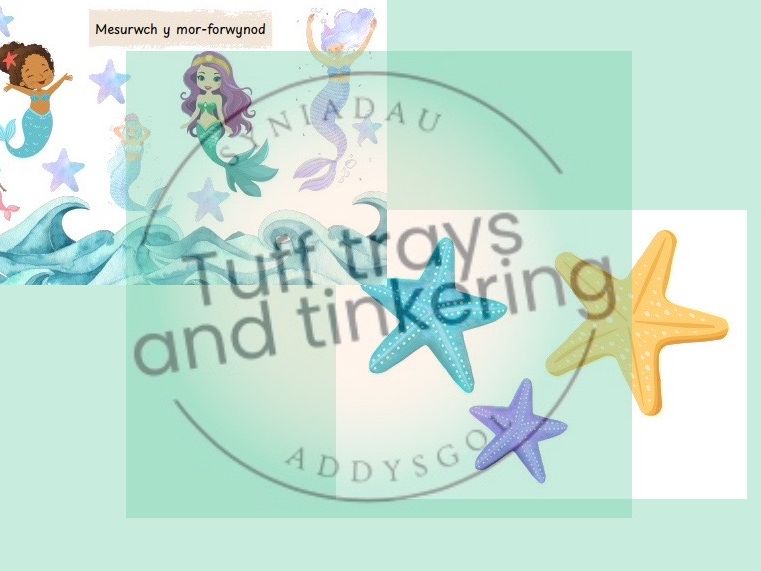 mermaid measure maths mesur Curriculum for Wales Early Years PS1 addysg Cymraeg