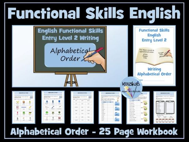 Functional Skills English - Entry Level 2 - Writing - Alphabetical Order