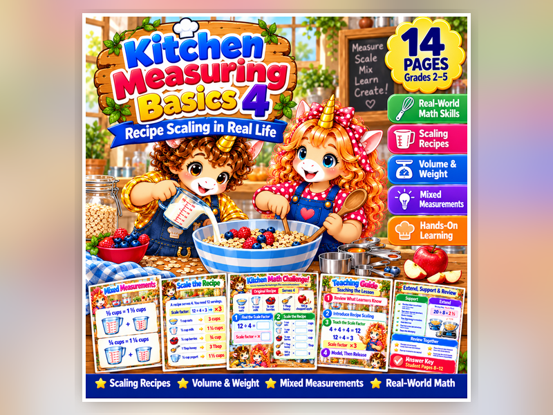 Kitchen Measuring Basics 4 Recipe Scaling Math for Kids Fractions, Servings, Volume & Weight | G