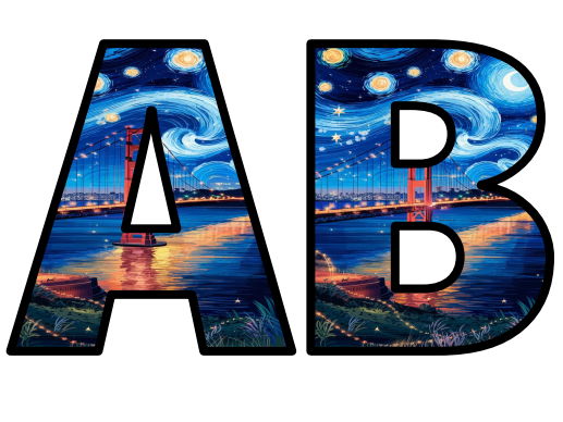 Golden Gate Bridge Starry Night Art Lettering Set Display Title Letters ...