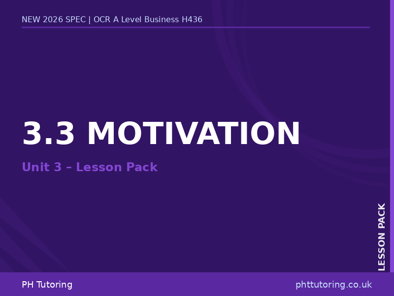 NEW 2026 OCR A Level Business H436 – 3.3 Motivation – LESSON PACK