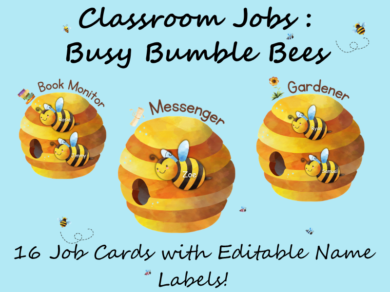 Classroom Jobs Display: Busy Bumble Bees
