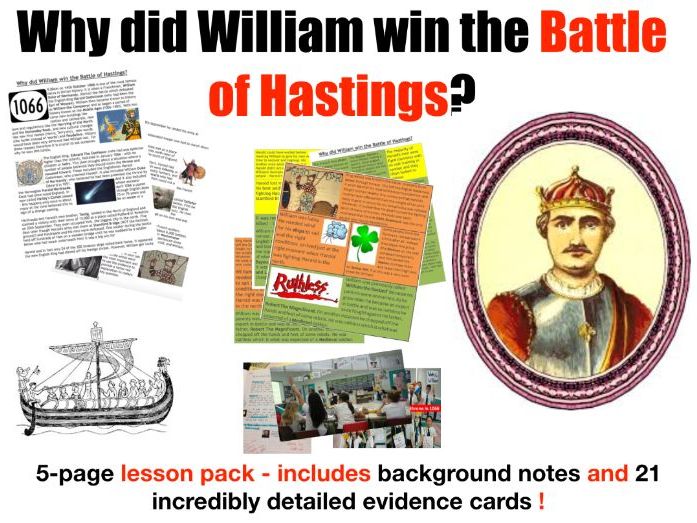 The Battle of Hastings - 5-page full lesson (notes, card sort)