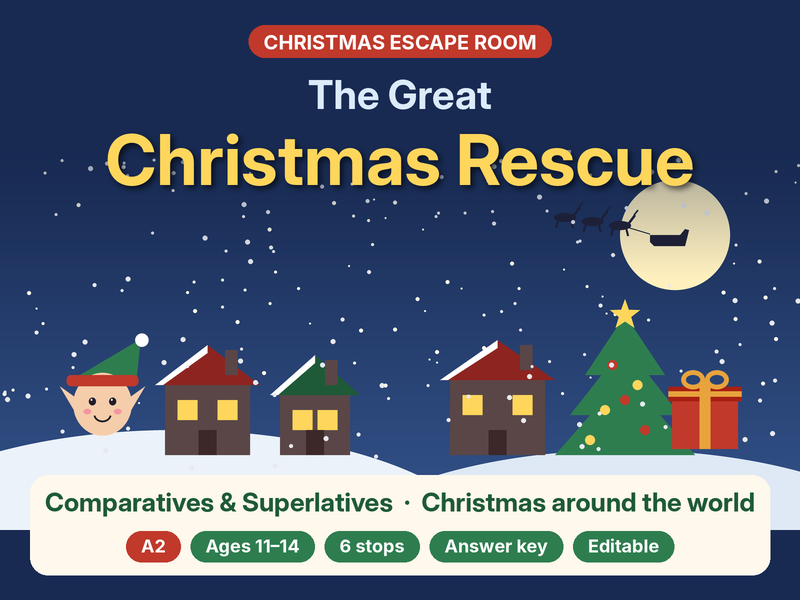 Christmas Escape Room – Comparatives & Superlatives – Christmas Around the World – A2 ESL/EFL