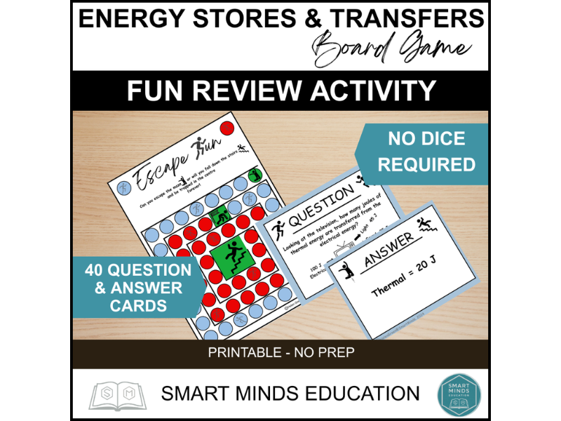 ENERGY STORES & ENERGY TRANSFERS REVIEW ACTIVITY BOARD GAME *PRINTABLE*