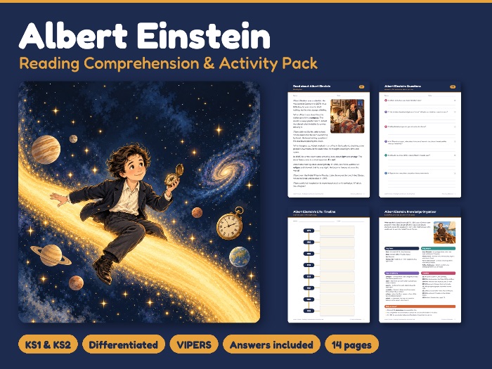 Albert Einstein Reading Comprehension KS1 KS2 | Differentiated Activity Pack