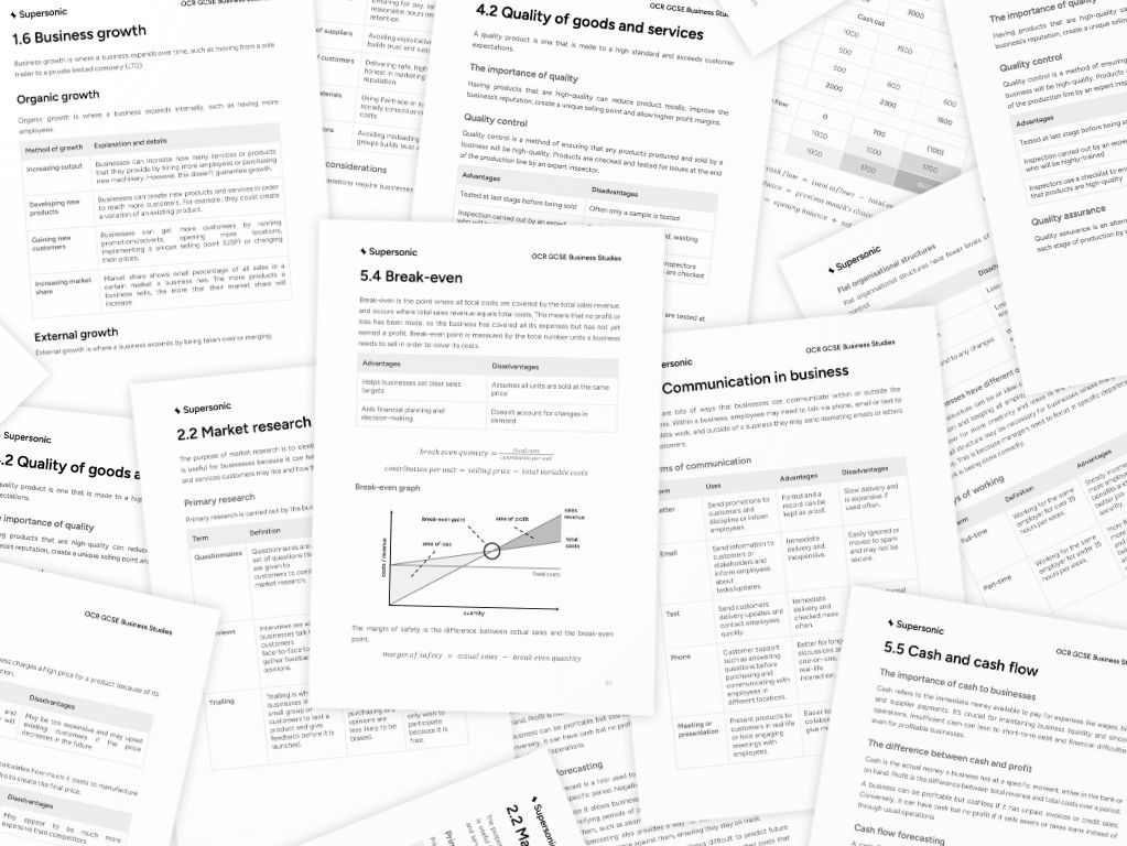 OCR GCSE Business Complete Revision Notes Bundle | Papers 1 & 2