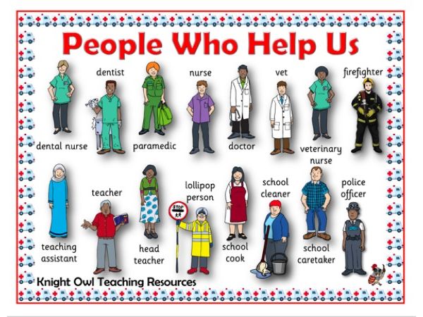 People Who Help Us word Mat