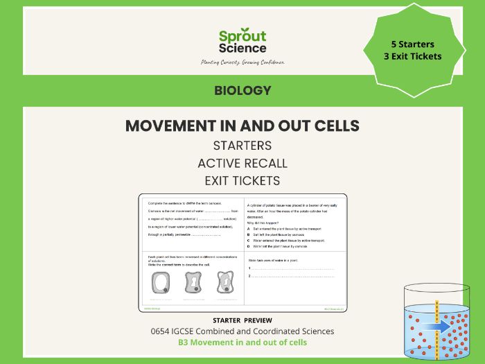 B3 Movement in and out of cells | Starter Activities & Exit Tickets | IGCSE Biology
