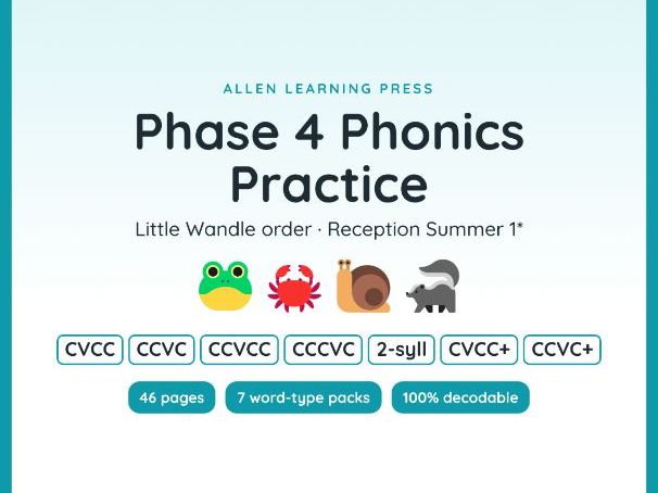 Phase 4 Phonics Worksheets | Little Wandle Aligned | Reception Summer
