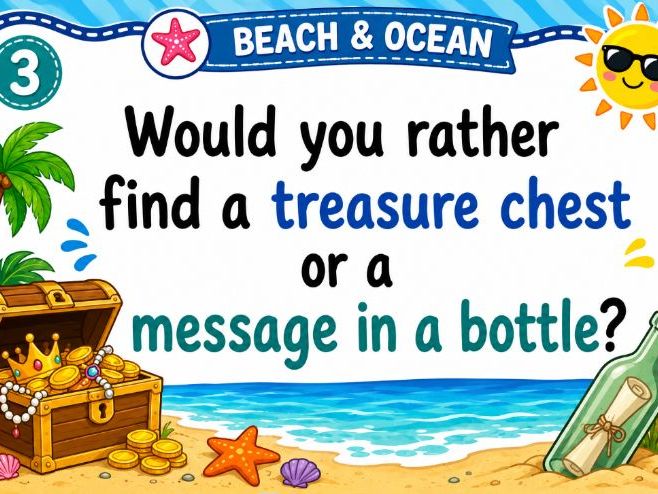 Beach & Ocean Conversation Starter Cards | Summer Camp Icebreakers | Speaking & Listening Activities