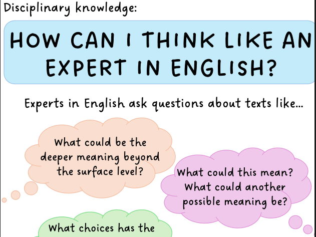 Think like an expert in English disciplinary knowledge poster