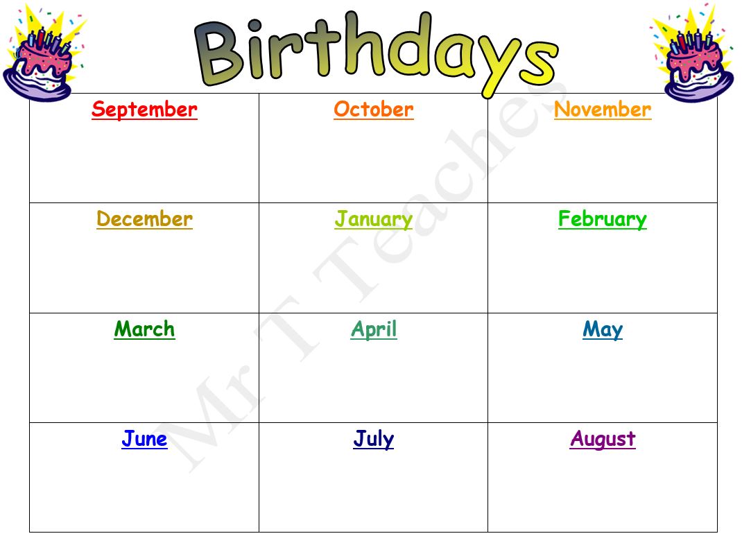 Class Birthday Calendar | Teaching Resources
