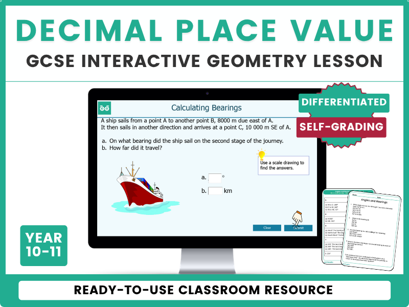 Bearings Interactive Digital Maths Lesson and Activities for GCSE
