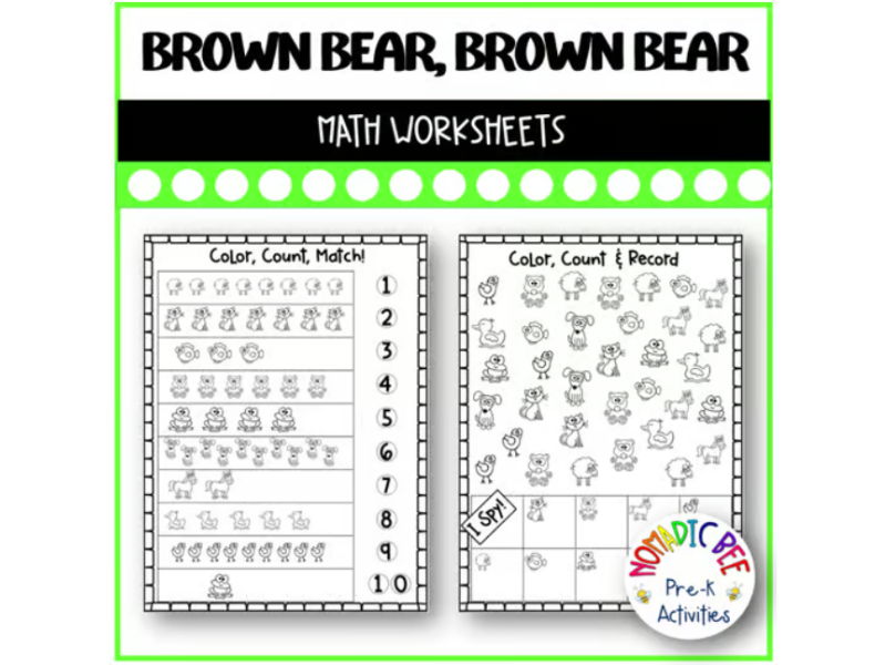 'Brown Bear, Brown Bear' Math Worksheets