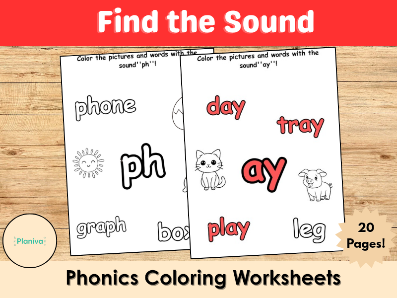 Find the Sound – Phonics Coloring Worksheets  | Phase 3–4 Phonics
